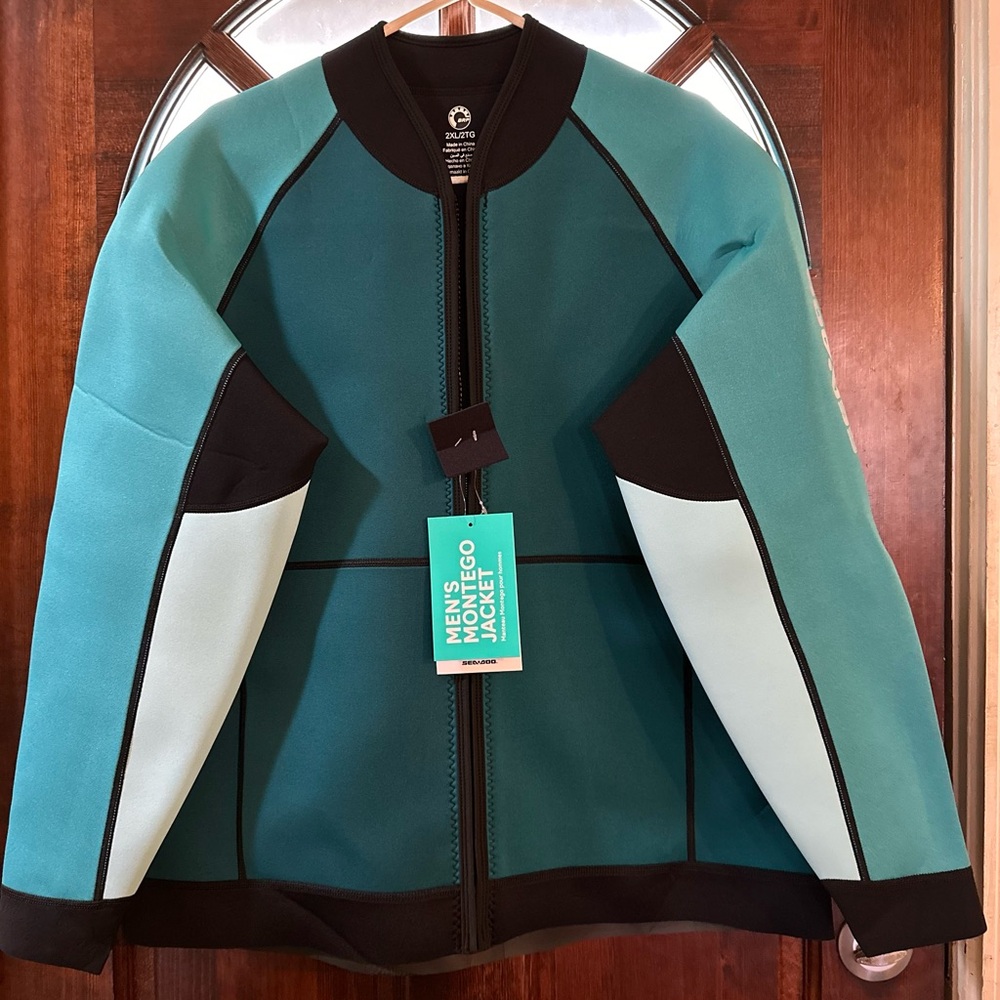 Teal and Black Men's Seadoo Jacket